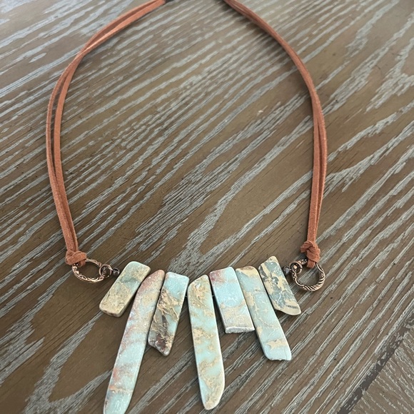 Terra Aqua Leather Necklace - Picture 2 of 6